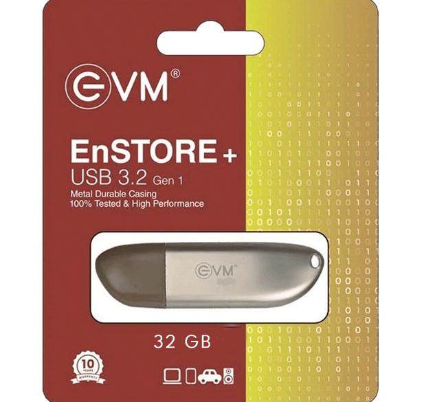 EVM EnStore 32GB Metal USB 3.2 Pendrive – High-Speed Data Transfer, Durable Metal Casing, 10-Year Warranty