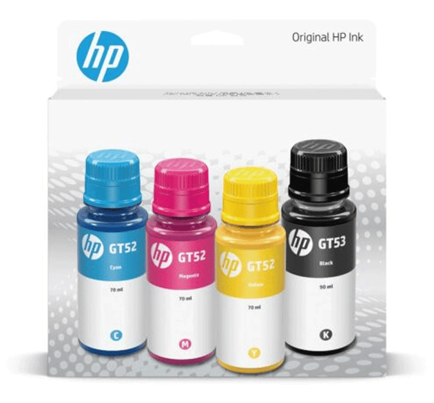 HP GT53/GT52 Ink Bottle Combo 4-Pack (7K3W9AA) – Black, Cyan, Magenta, Yellow – High-Yield Original Ink for HP Smart Tank & Ink Tank Printers